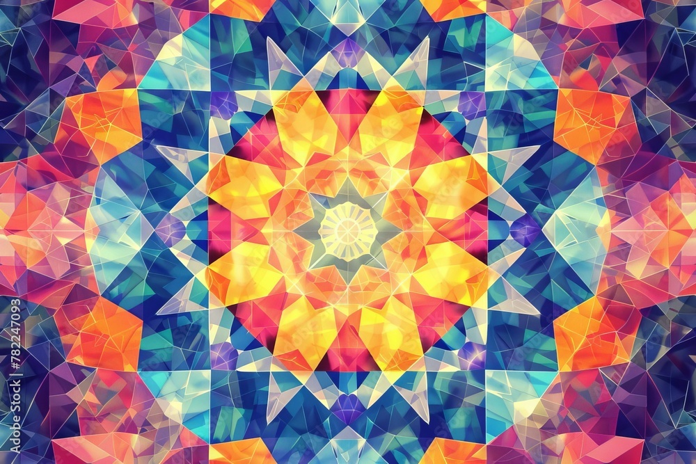 Canvas Prints futuristic geometric pattern with kaleidoscopic colors abstract digital art