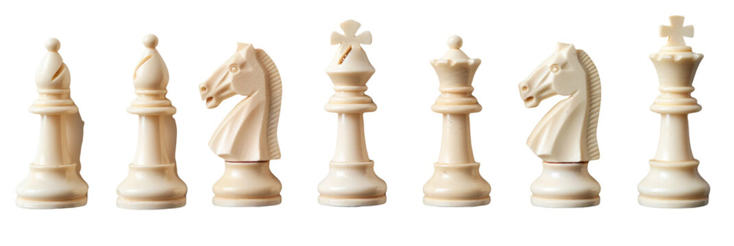 Ivory Chess Pieces Row