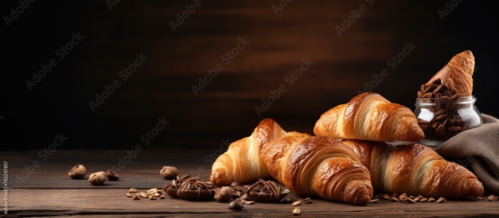 Poster croissants displayed on a table