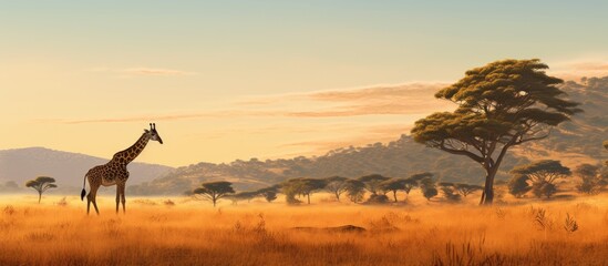 Zebras and giraffes in the wild