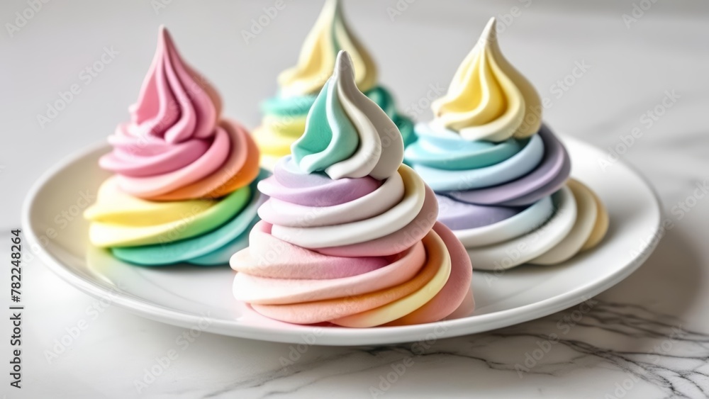 Canvas Prints  Colorful soft serve ice cream cones on a plate