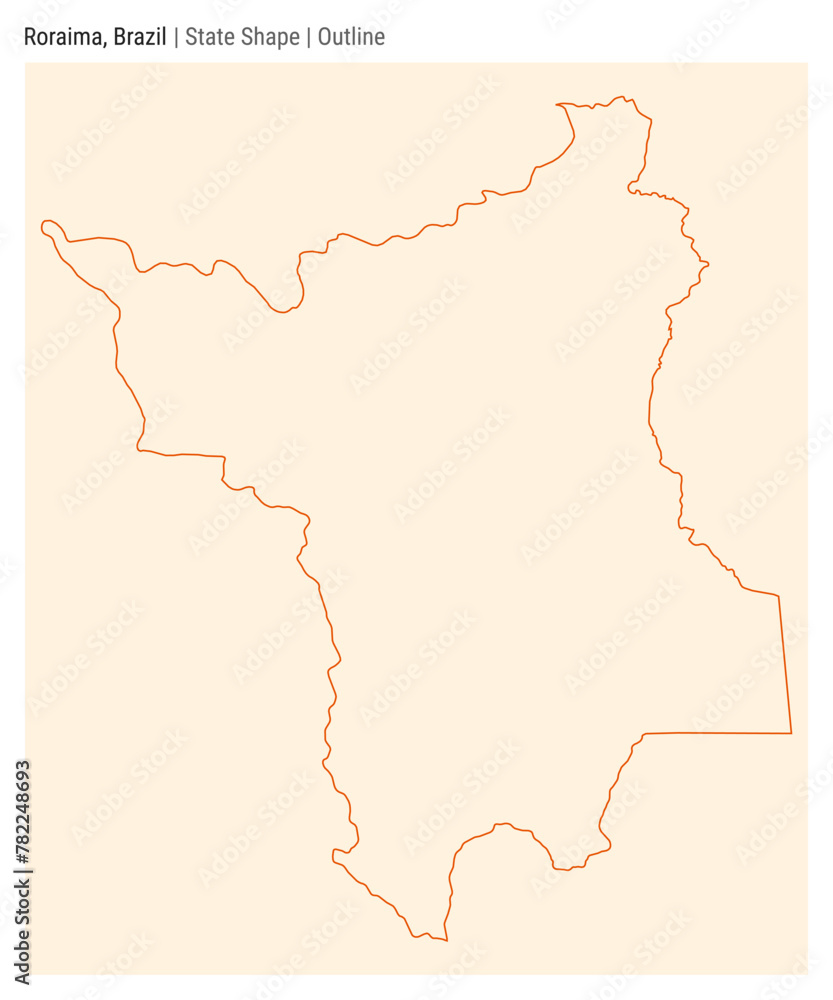 Poster roraima, brazil. simple vector map. state shape. outline style. border of roraima. vector illustrati