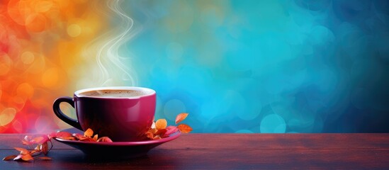 Obraz premium Hot coffee cup on saucer with rising steam