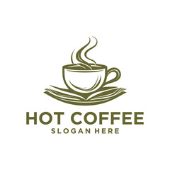 Coffee book, cafe and restaurant logo vector illustration