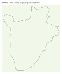 Burundi plain country map. High details. Outline style. Shape of Burundi. Vector illustration.