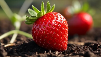  Freshly picked strawberry ready to be enjoyed