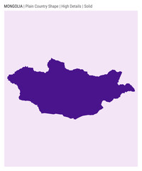 Mongolia plain country map. High details. Solid style. Shape of Mongolia. Vector illustration.
