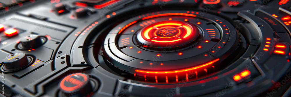 Poster holographic technology display, futuristic virtual interface, abstract science concept with glowing 