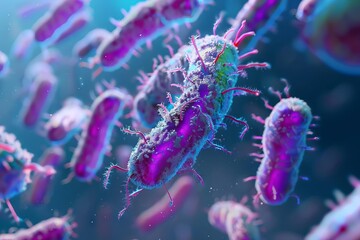 microscopic view of escherichia coli bacteria 3d rendering of e coli strains for scientific research