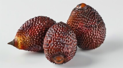 Salak on a white background the appearance of the fruit is an elongated oval shape.