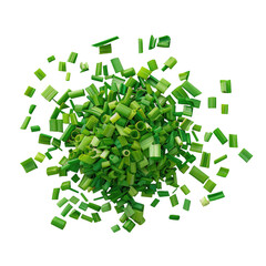 A pile of diced scallions on a Transparent Background
