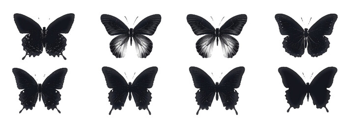 Butterfly Silhouettes Isolated Row