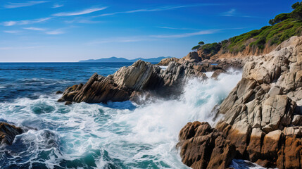 Fototapeta na wymiar waves on the rocks.