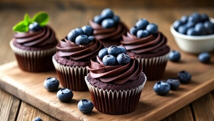  Deliciously indulgent chocolate cupcakes with fresh blueberries