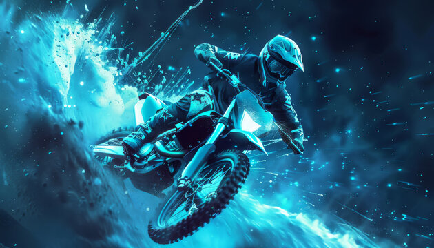 A man is riding a motorcycle on a dirt road by AI generated image