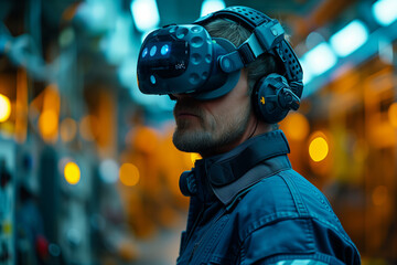 Man with VR Headset, Futuristic technology - Generative AI
