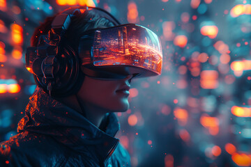 The Vision landscape of VR Headset, Futuristic technology - Generative AI