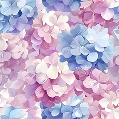 Hydrangea Blooms Seamless Pattern, Pastel Floral,  Wallpaper and Fabrics, DIY Scrapbooking, Pattern,Summer
