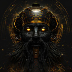 Ancient Anunnaki God Statue 3D Render Illustration