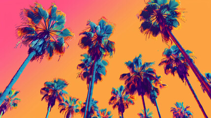 Obraz premium Colorful Illustration of palm trees
