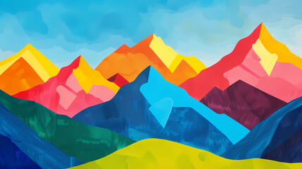 Colorful Illustration of a mountain range