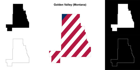 Golden Valley County (Montana) outline map set