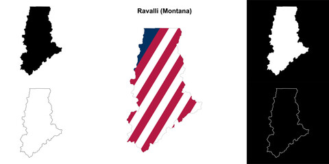 Ravalli County (Montana) outline map set