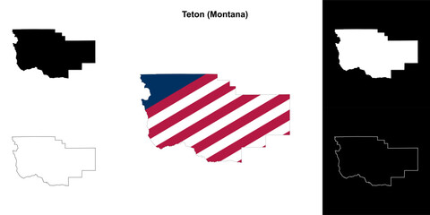 Teton County (Montana) outline map set