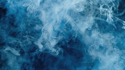 Abstract backdrop with stains of blue incense smoke