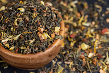 delicious dry tea with additives for taste and aroma