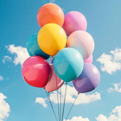 A bunch of colorful balloons floating in the sky