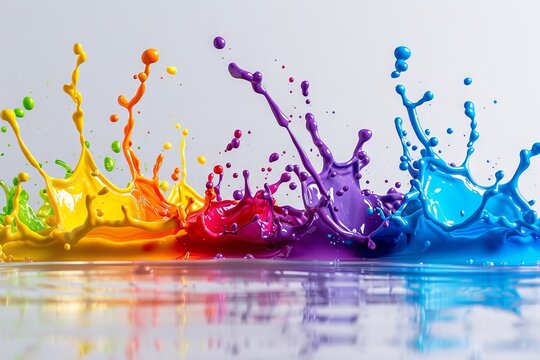 Abstract splashes of bright paint from rich hues. Concept: development of creative skills, background template