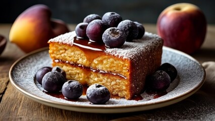  Delicious dessert with blueberry topping