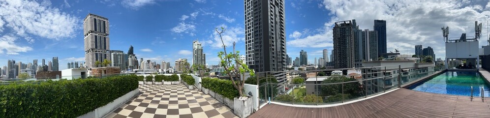 Panorama rooftop view in Khlong Tan in Bangkok