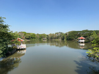 Si Nakhon Khuean Khan park lake at Bang Kachao in Bangkok