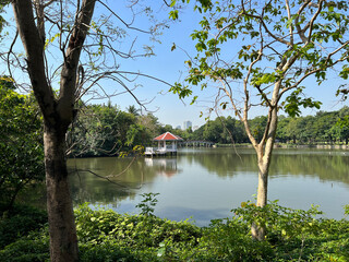 Si Nakhon Khuean Khan park lake at Bang Kachao in Bangkok