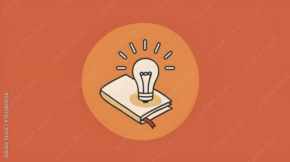 Poster lightbulb over notebook symbolizing innovative business planning and strategizing