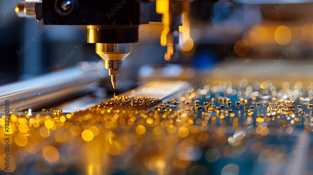 Poster meticulously assembled advanced electronics:a captivating glimpse into automated manufacturing preci