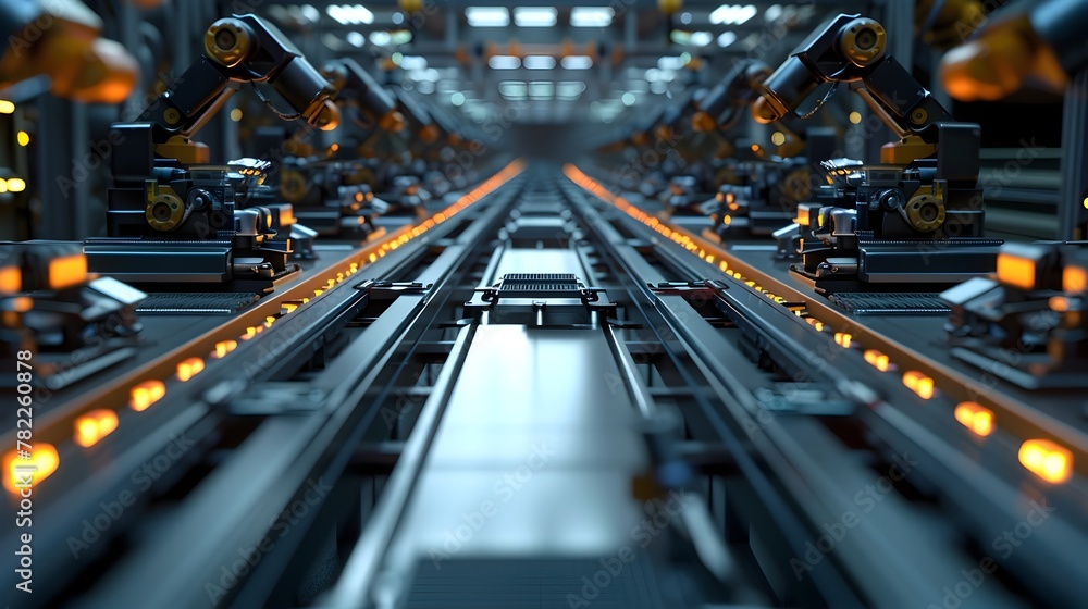 Poster dynamic automated pcb assembly line in synchronized harmony