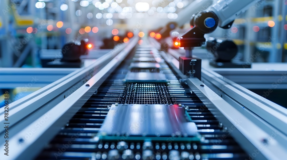 Aufkleber high-speed automated pcb assembly line with robotic synchronization on conveyor belts in modern indu