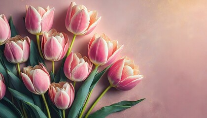 Fototapeta premium pink and white tulips