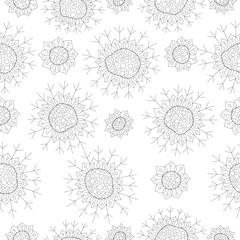 Seamless vector pattern in zenart style for fabrics, wallpaper or background. Seamless vector pattern with abstract snowflake patterns.