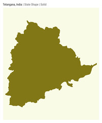 Telangana, India. Simple vector map. State shape. Solid style. Border of Telangana. Vector illustration.
