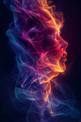 Obraz premium Polygonal silhouette of a person, illustration, on a dark background, like an x-ray