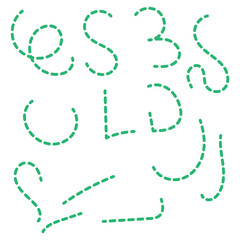 Hand drawn curve dotted line vector set.