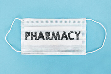 Medical Mask With Pharmacy Printed on It