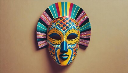 colorful ethnic African mask on simple background