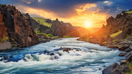 mountain river in the forest.