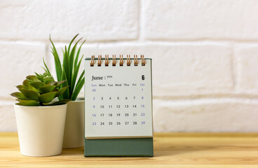 Desk calendar for June 2024. Desk calendar for planning, scheduling, assigning, organizing and...