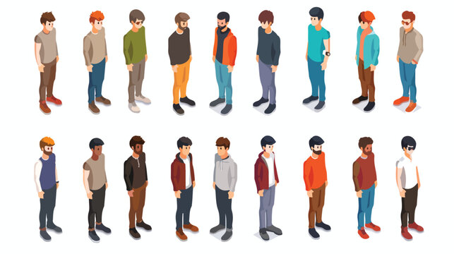 Avatar men icon in isometric 3d style isolated on w